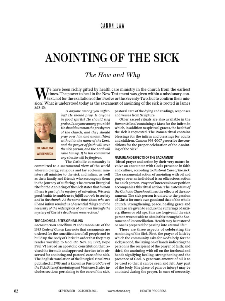 Canon Law Anointing of The Sick The How and Why PDF PDF