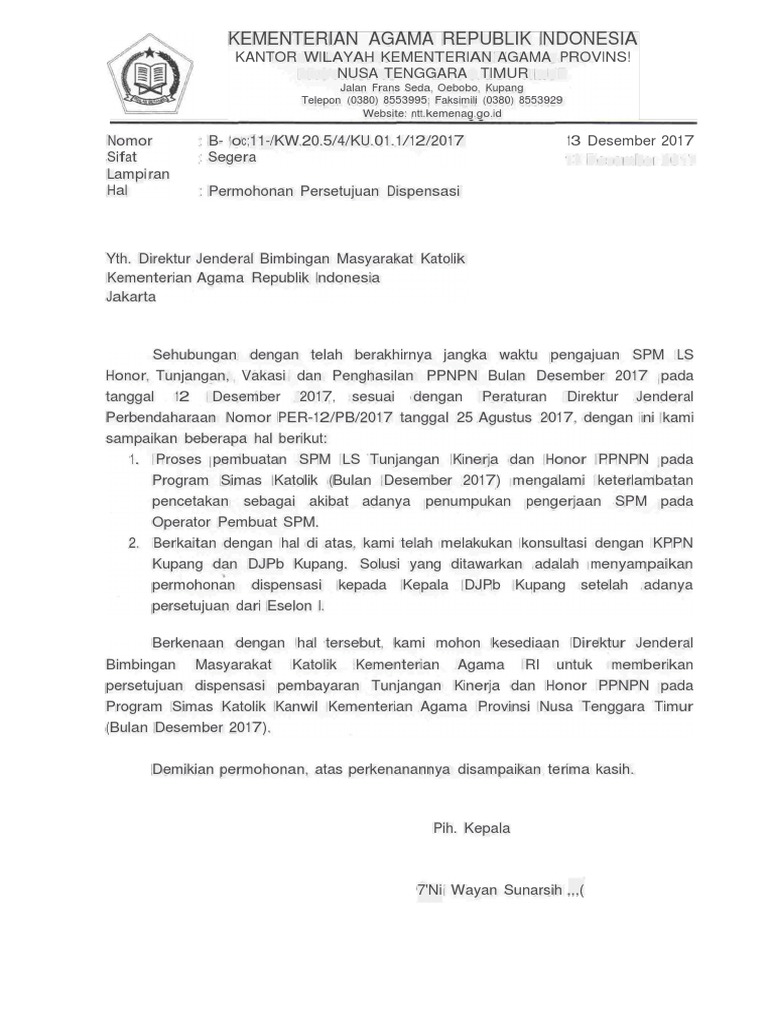 Surat Dispensasi Pdf