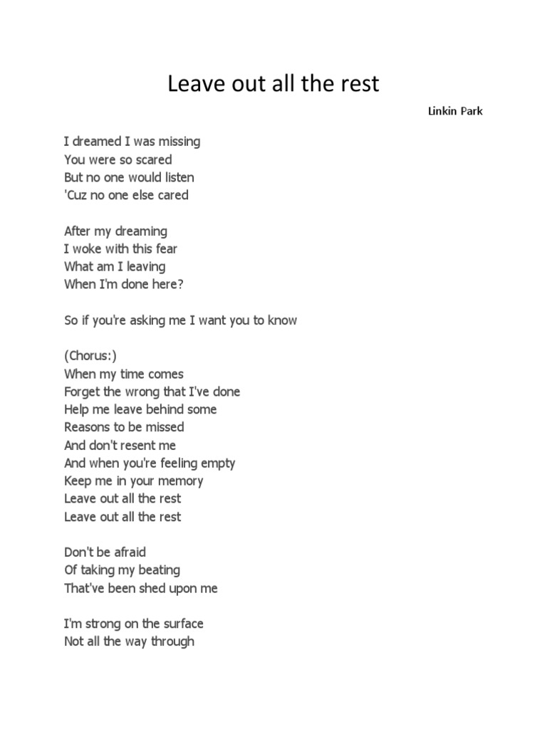 Leave Out All The Rest Linkin Park PDF