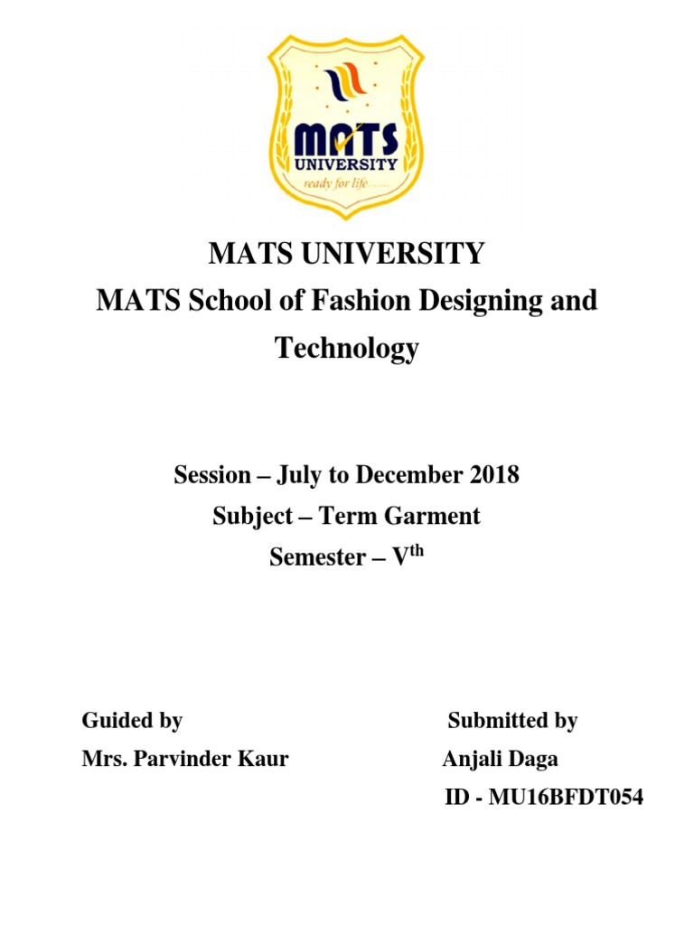 Mats University MATS School of Fashion Designing and Technology | PDF