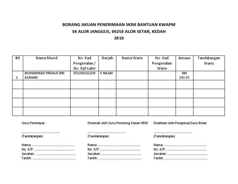 Borang Akuan Penerimaan Kwapm Pdf