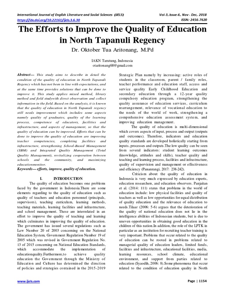 Improving Education Quality in North Tapanuli | PDF | Teachers | Curriculum