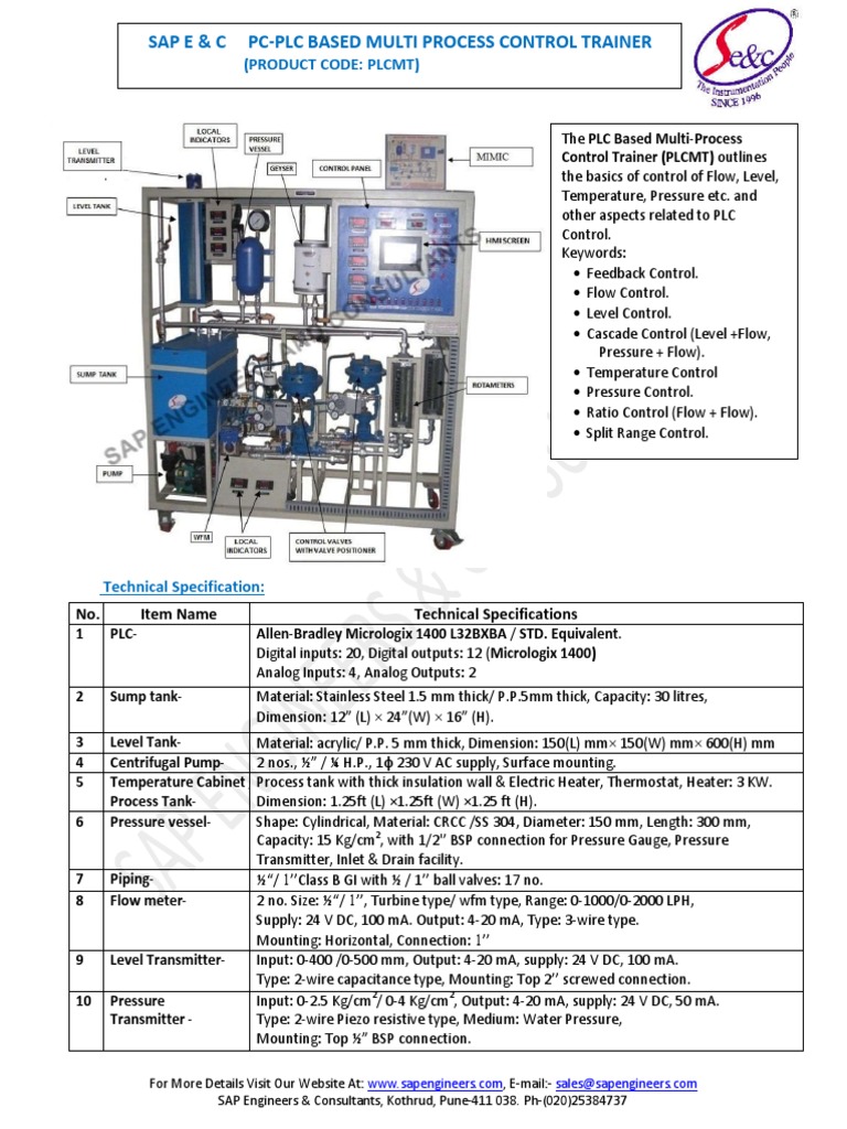 PC-PLC Multi Process Control Trainer | PDF | Valve | Programmable Logic ...