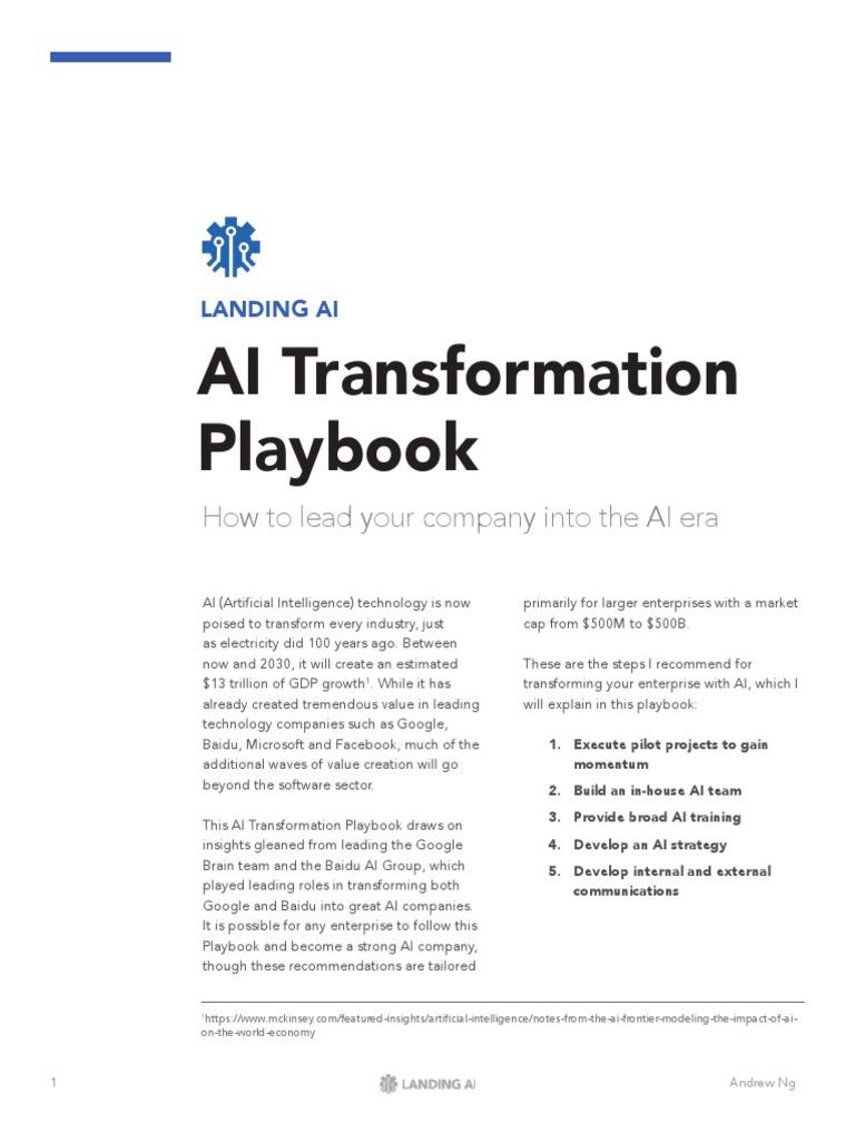AI Transformation Playbook PDF | PDF | Artificial Intelligence ...