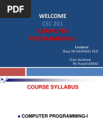 Welcome: Computer Programming-I