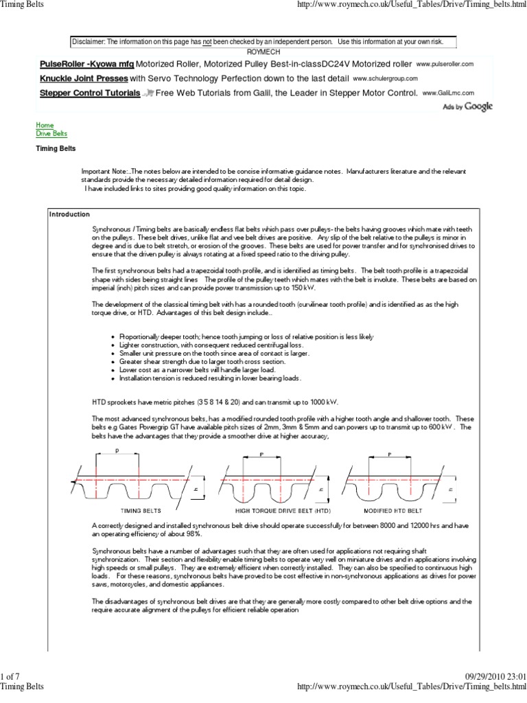 Timing Belts PDF Belt (Mechanical) Mechanical Engineering