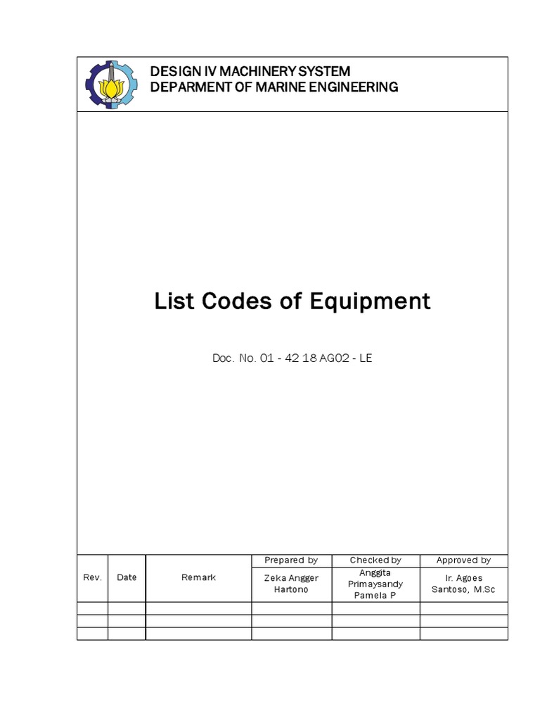 Design IV Machinery System Equipment Codes | PDF