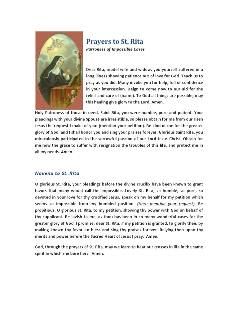 Novena To ST Rita PDF Mercy Jesus