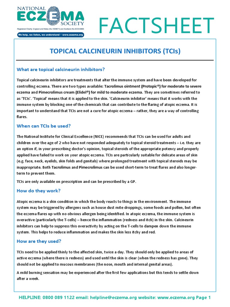 Topical calcineurin inhibitors Dermatitis Topical Medication