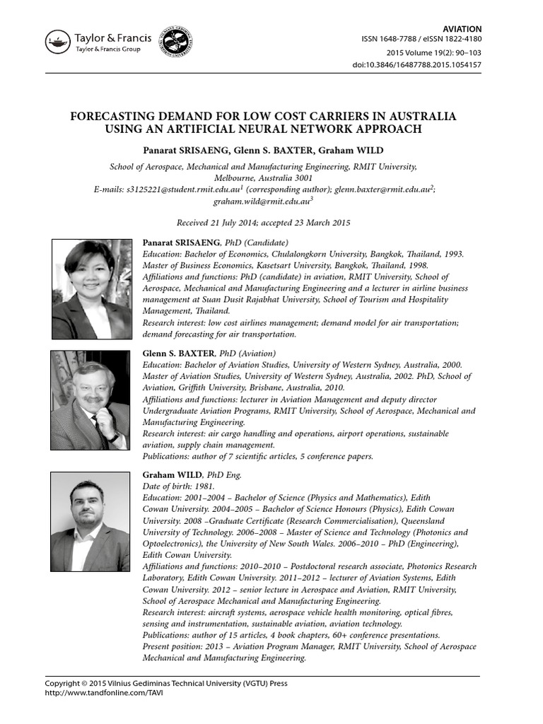 Forecasting Demand For Low Cost Carriers in Australia Using An