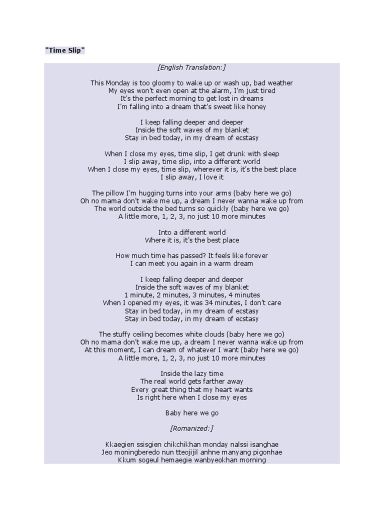 "Time Slip" (English Translation) PDF Night Sleep