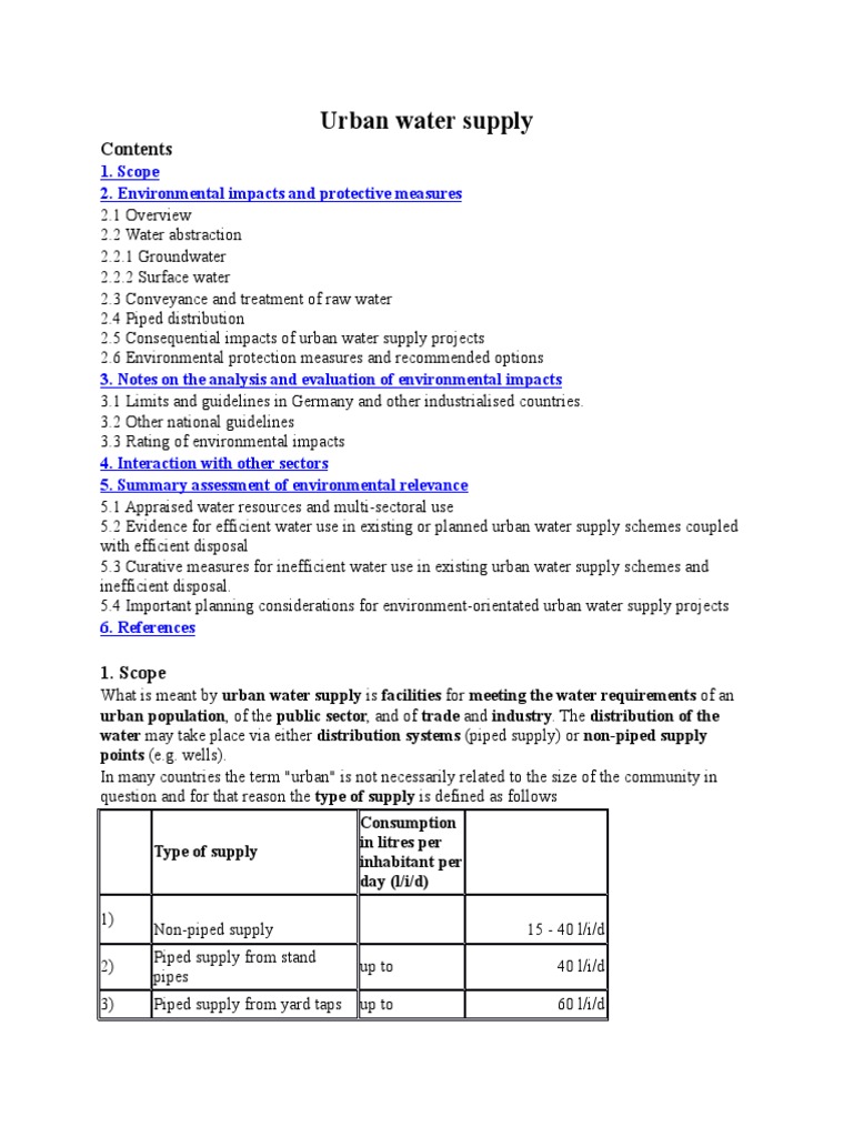 Urban Water Supply PDF | PDF | Groundwater | Water Resources