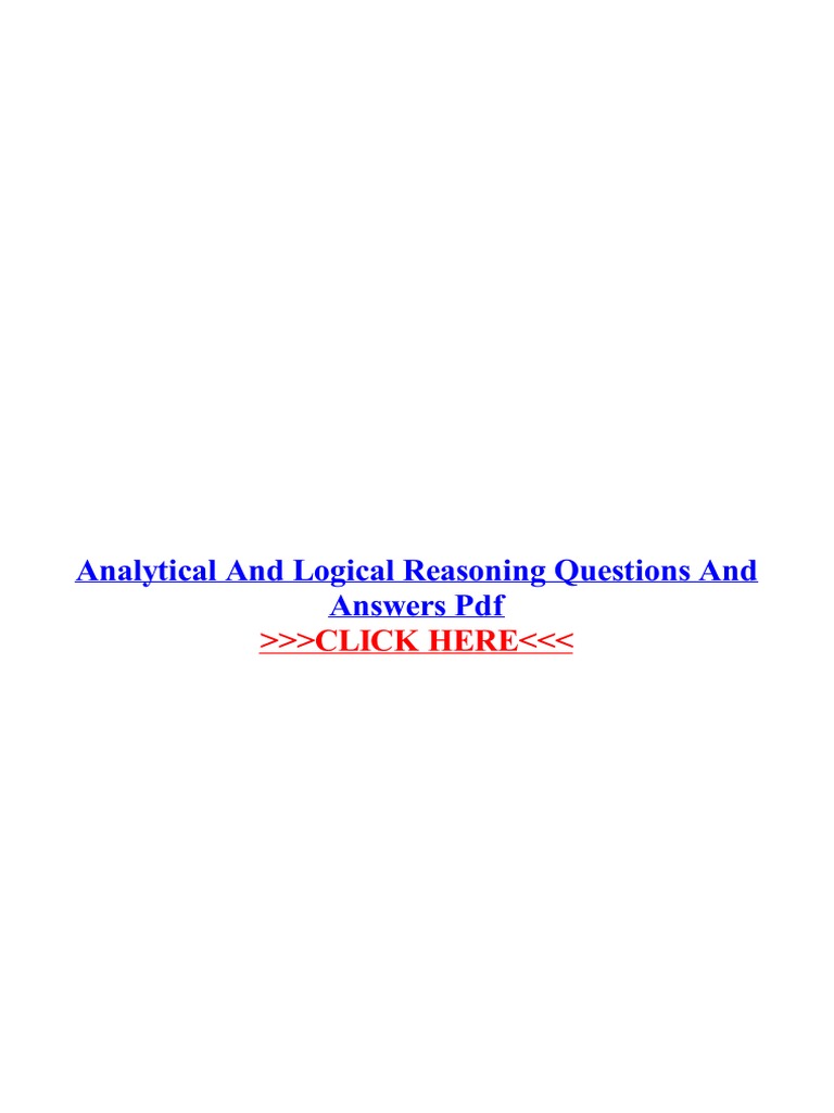 Analytical and Logical Reasoning Questions and Answers PDF PDF Reason Question