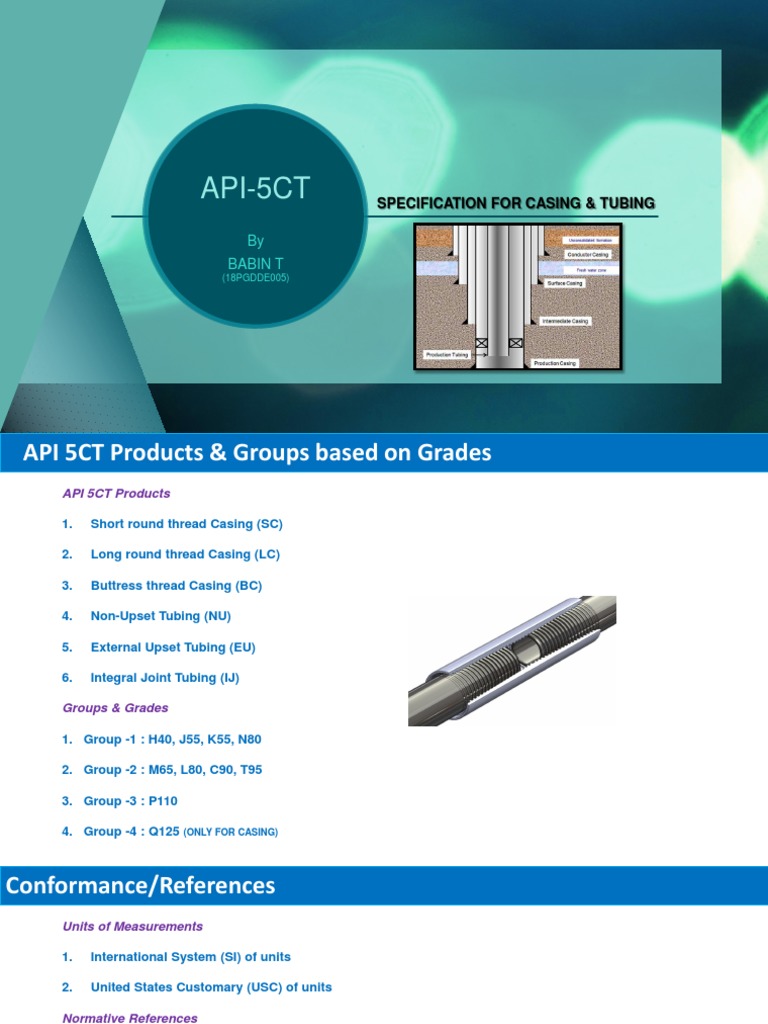 API 5CT Specification for Casing and Tubing | Pipe (Fluid Conveyance ...