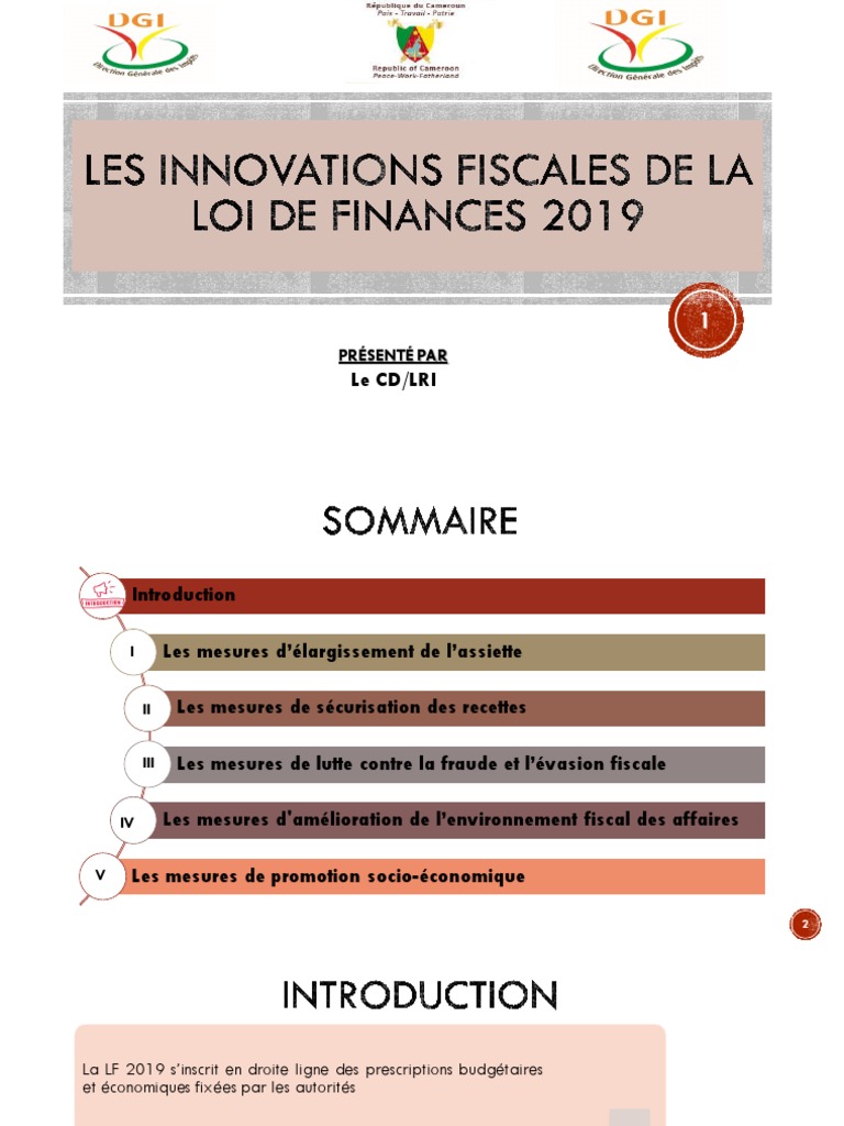 Innovations LF 2019 Au Cameroun  PDF  Droit d'accise  Imposition