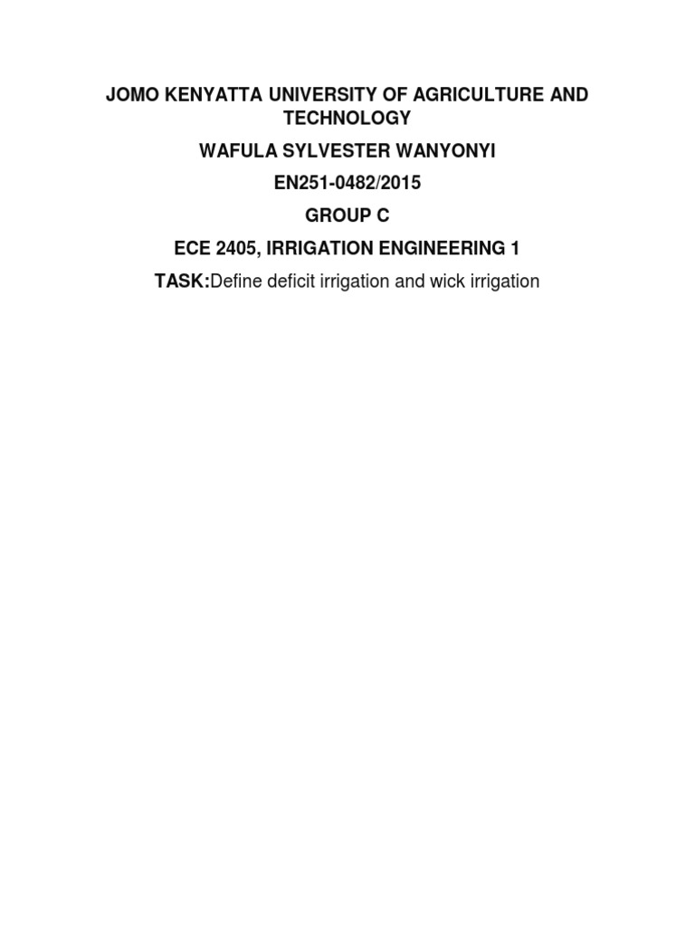 Deficit and Wick Irrigation Explained | PDF | Land Management | Water