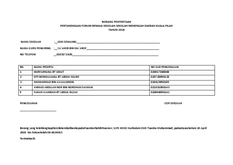 Borang Penyertaan Forum Pdf