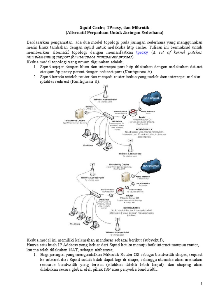 Topologi Squid Cache dan TProxy Mikrotik | PDF