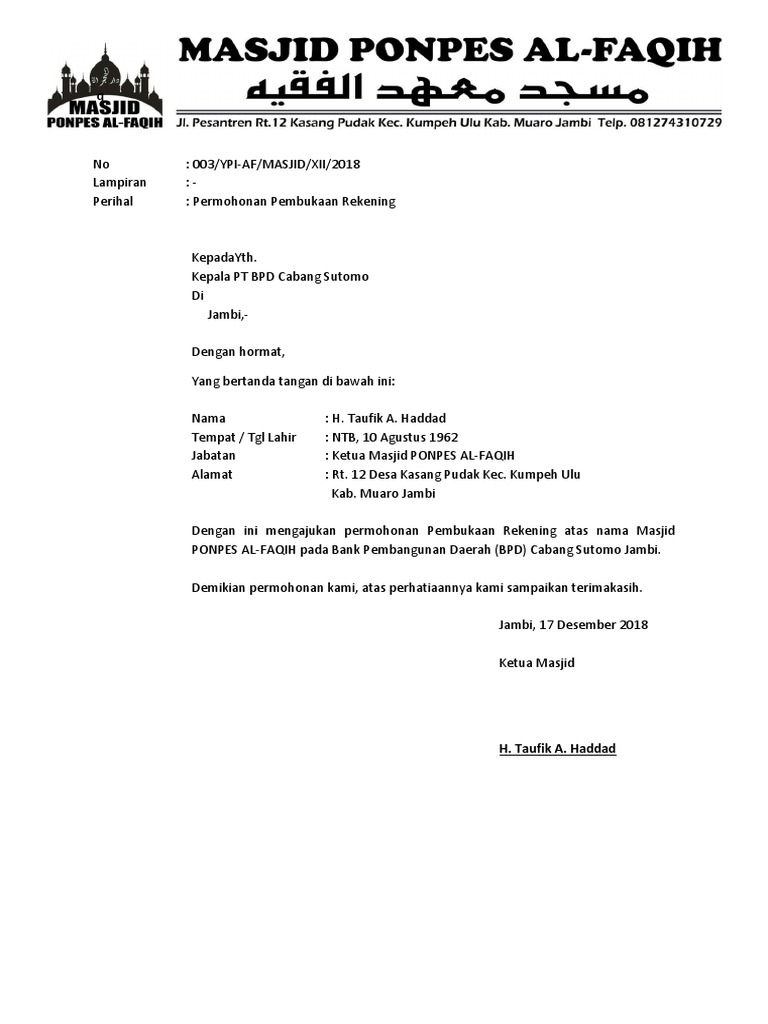 Surat Permohonan Pembuatan Rekening Berikut informasi sepenuhnya tentang contoh formulir pembukaan rekening bank bjb.