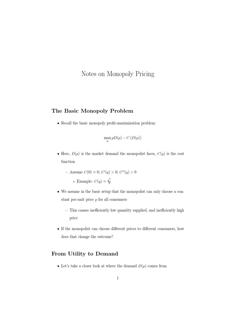 Monopoly Pricing Strategies Explained | PDF | Monopoly | Pricing
