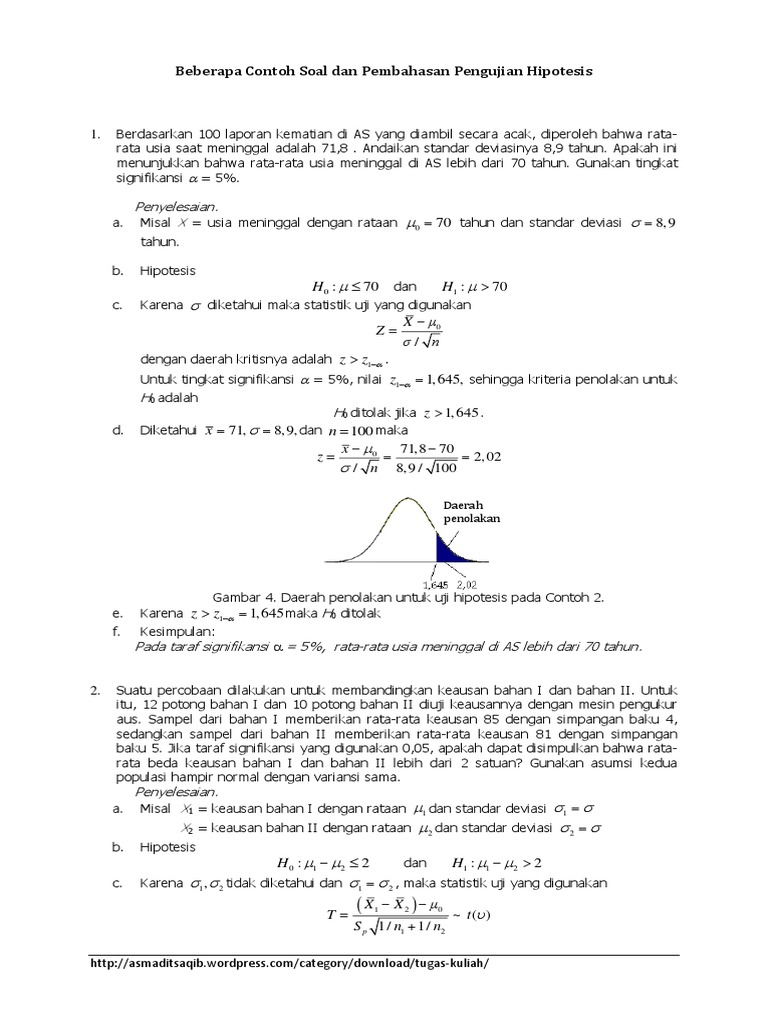 Contoh Soal Pengujian Statistik Statistik Probabilitas
