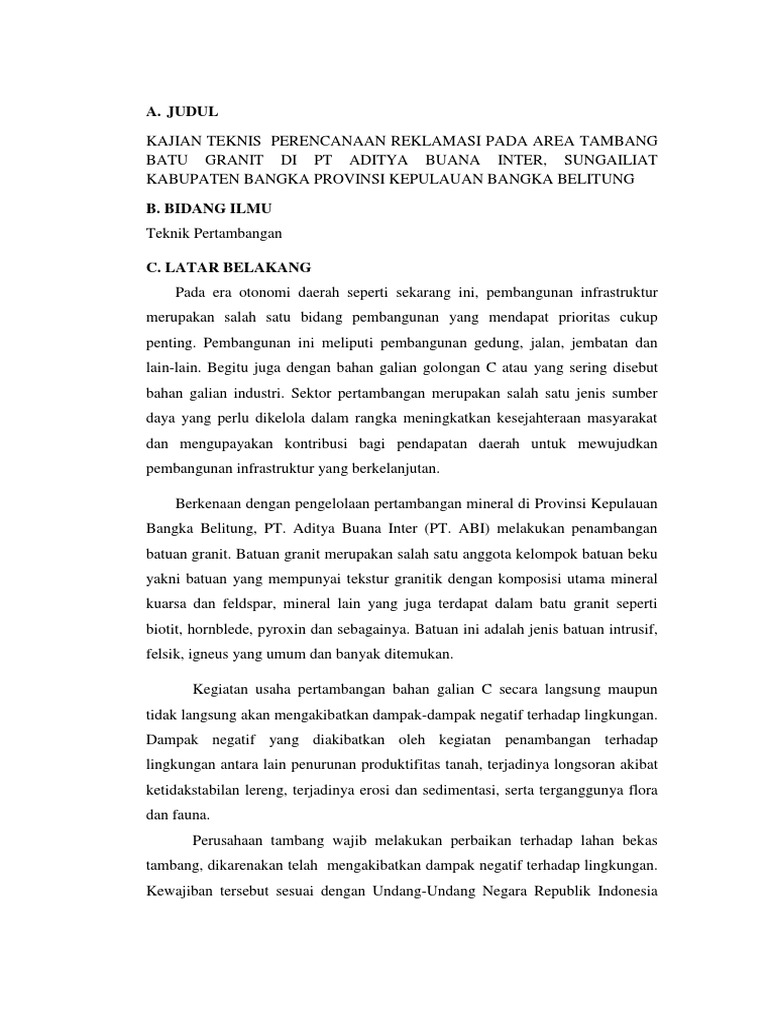 Proposal 3 Reklamasi | PDF | Hukum | Teknologi & Rekayasa