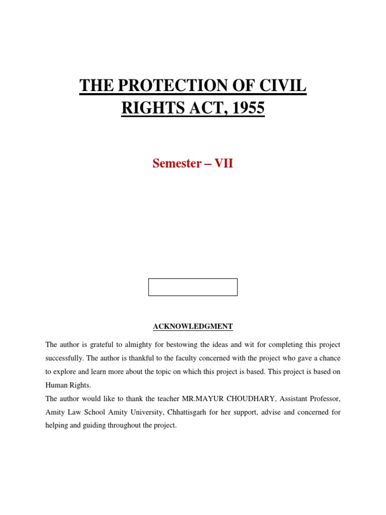 The Protection of Civil Rights Act | PDF | Civil Rights Act Of 1964 | Dalit