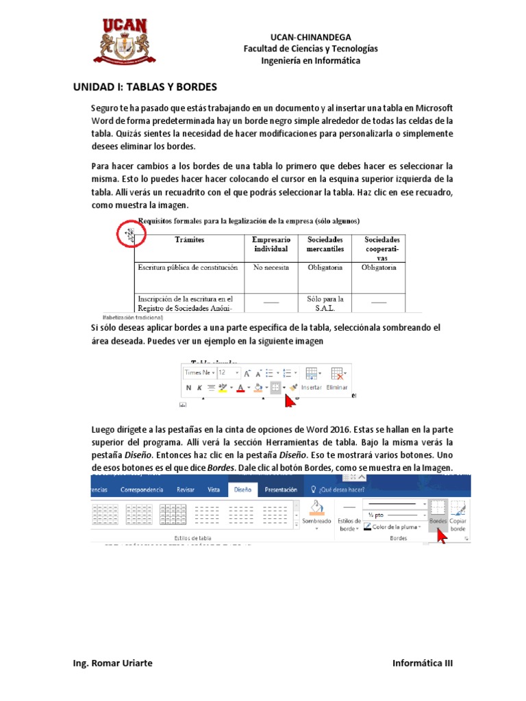 Tablas y Bordes en Word Point and Click Informática