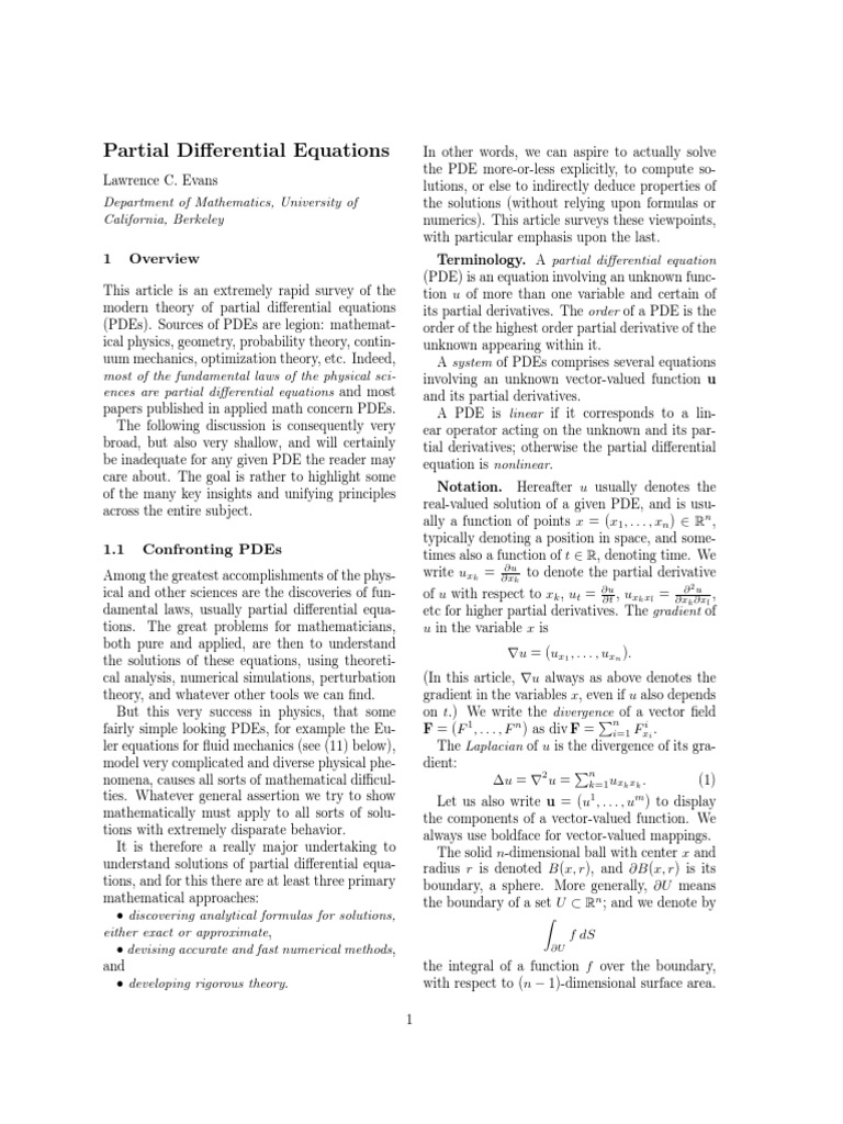 Evans P.D.E PDF PDF Partial Differential Equation Differential