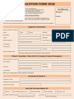 Application Form 2018: Applicant's Particulars