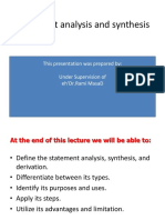 Statement Analysis and Synthesis:: This Presentation Was Prepared by Under Supervision of DR - Rami Masad ' Eh
