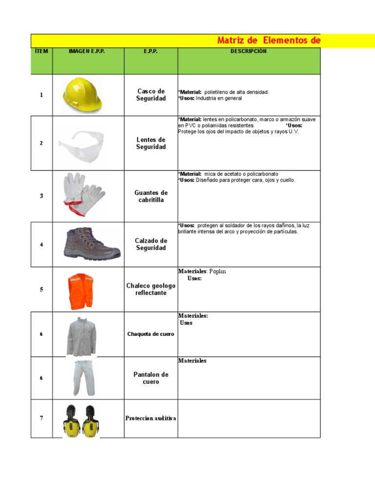 Ejemplos De Matriz De Epp