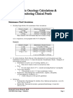 Pediatric Oncology Calculations & Monitoring Clinical Pearls