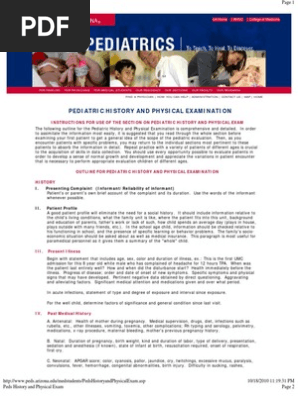 Peds History and Physical Exam