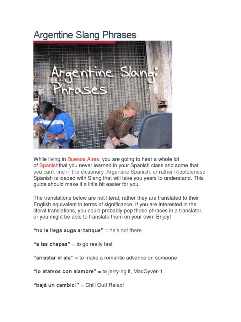 Common Argentine Slang Phrases | PDF | Linguistics | Languages