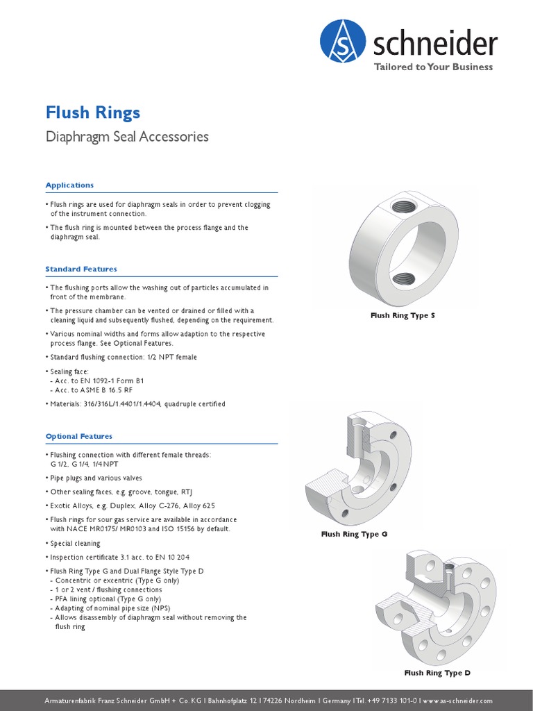 Diaphragm Seal Flush Ring Overview | PDF | Gas Technologies ...