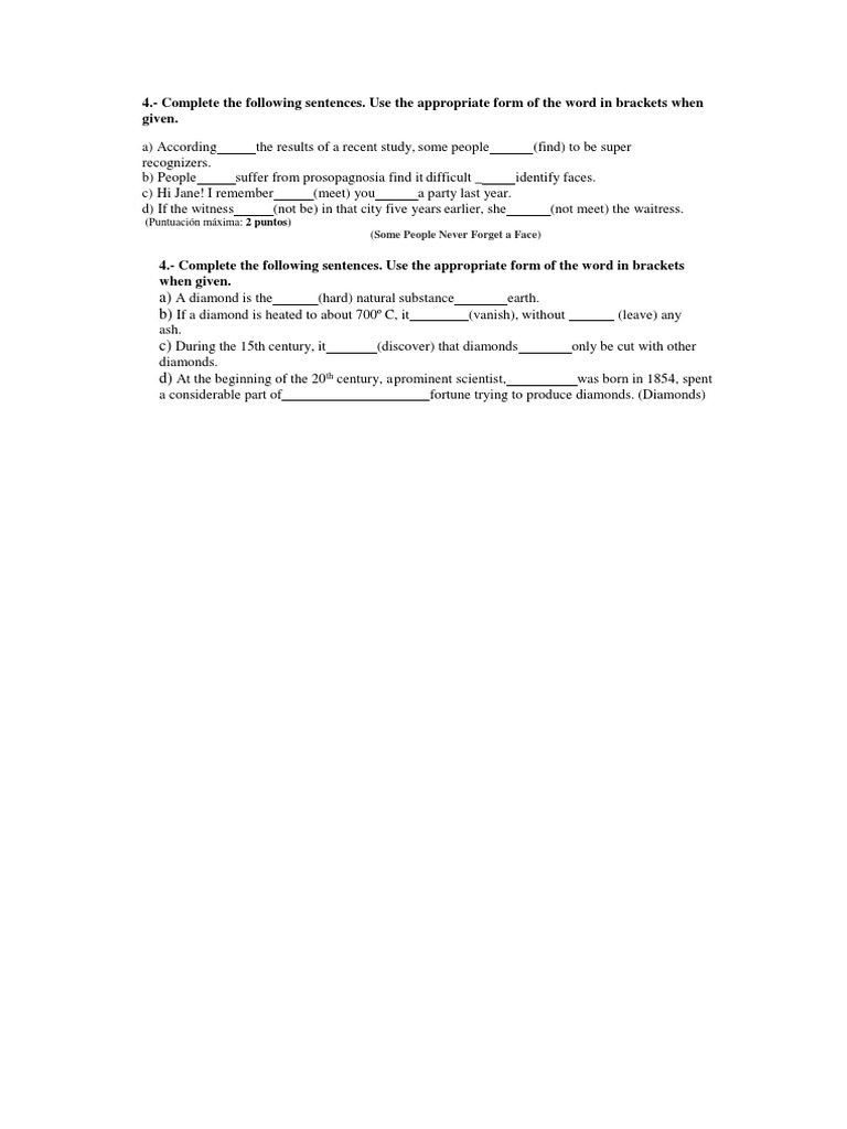 Grammar Exercises: Sentence Completion | PDF