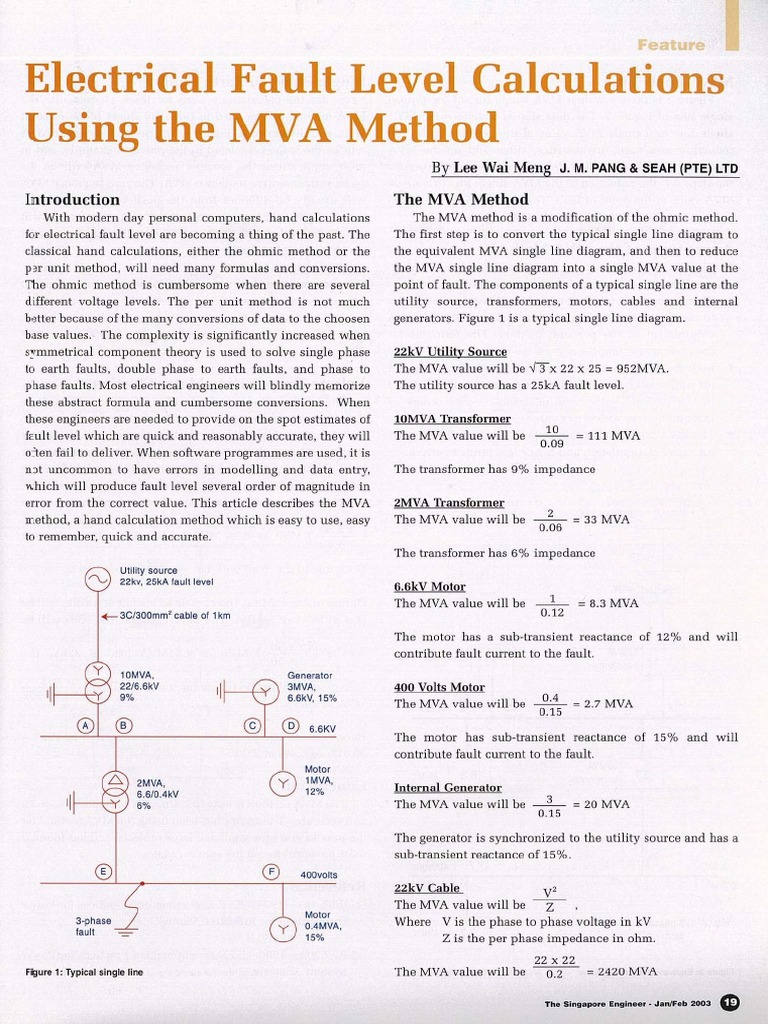 Electrical Fault Level Calculations Using The MVA Method PDF
