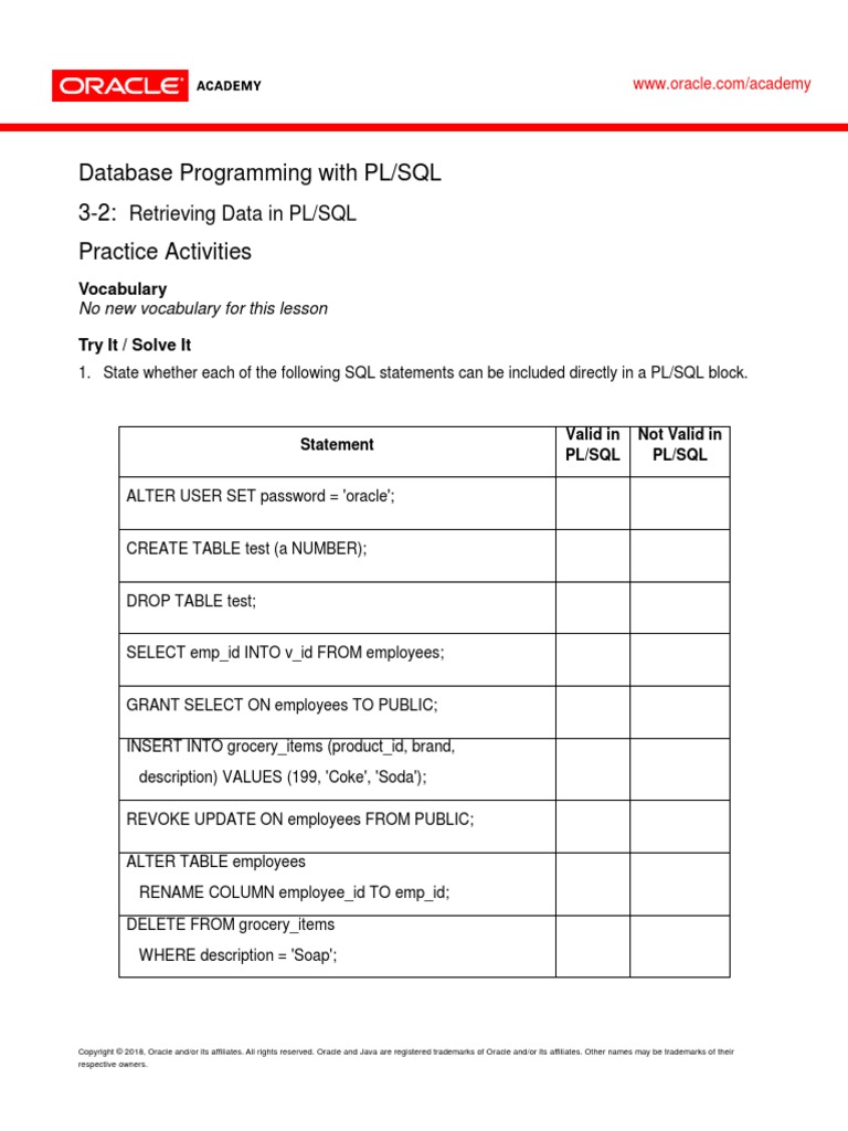 Plsql 3 2 Practice Pl Sql Oracle Database