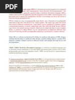 VHDL (VHSIC Hardware Description Language) Is A Hardware Description Language Used