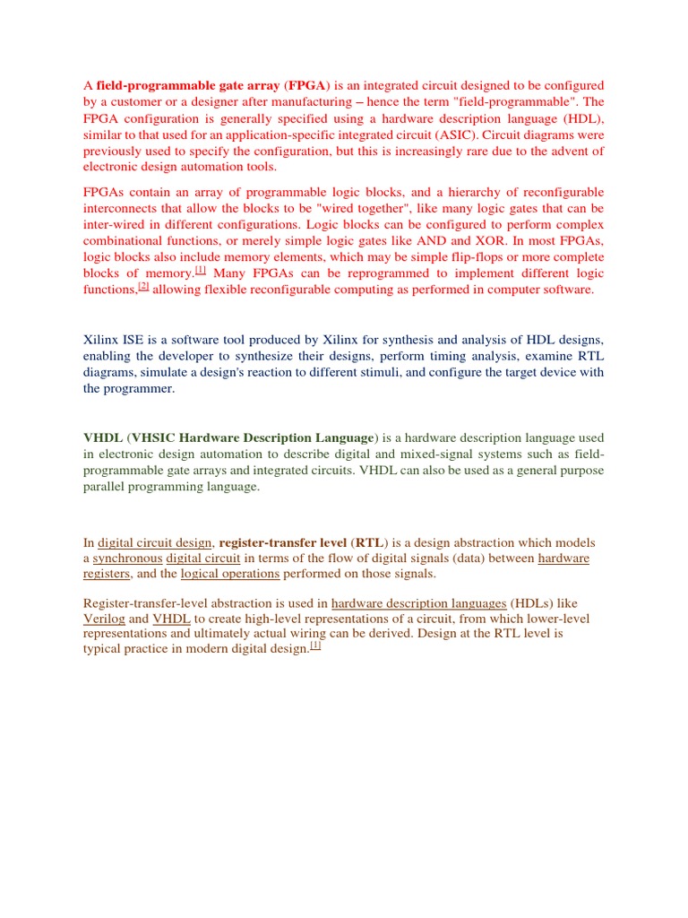 VHDL (VHSIC Hardware Description Language) Is A Hardware Description ...