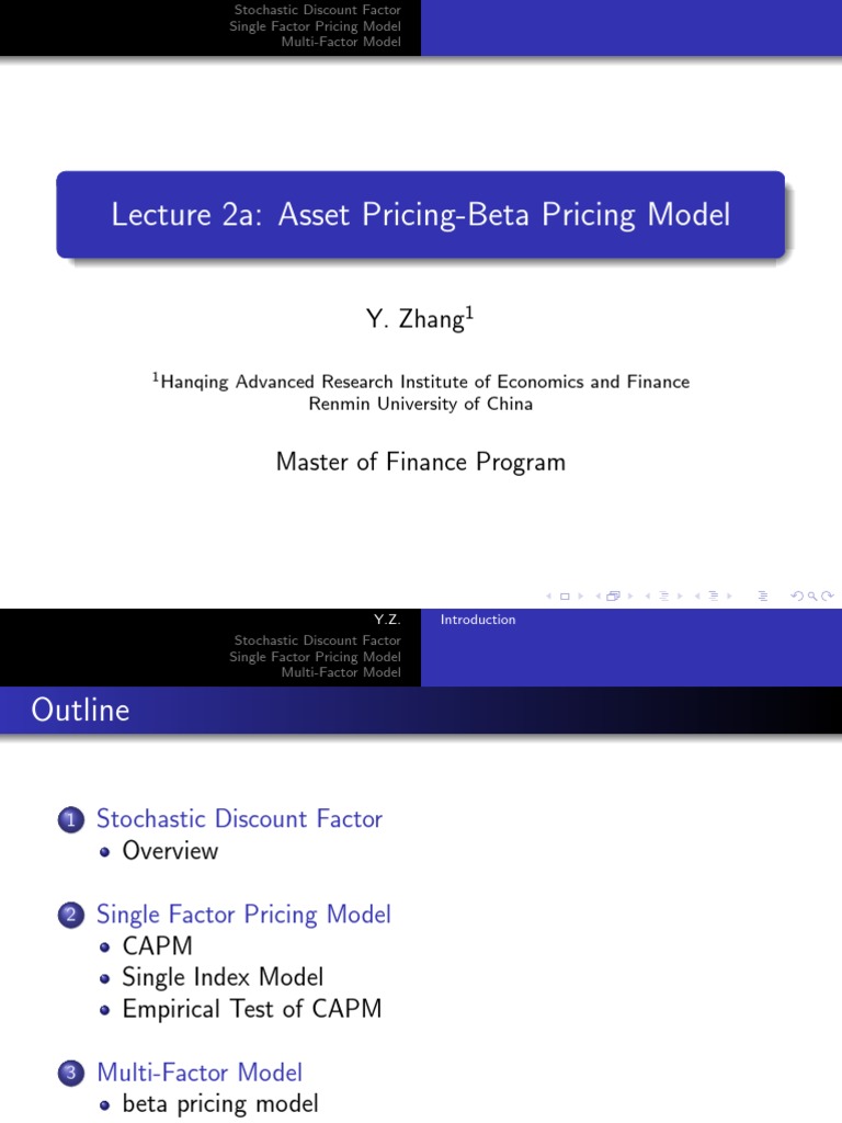 Asset Pricing Models Overview | PDF | Capital Asset Pricing Model ...