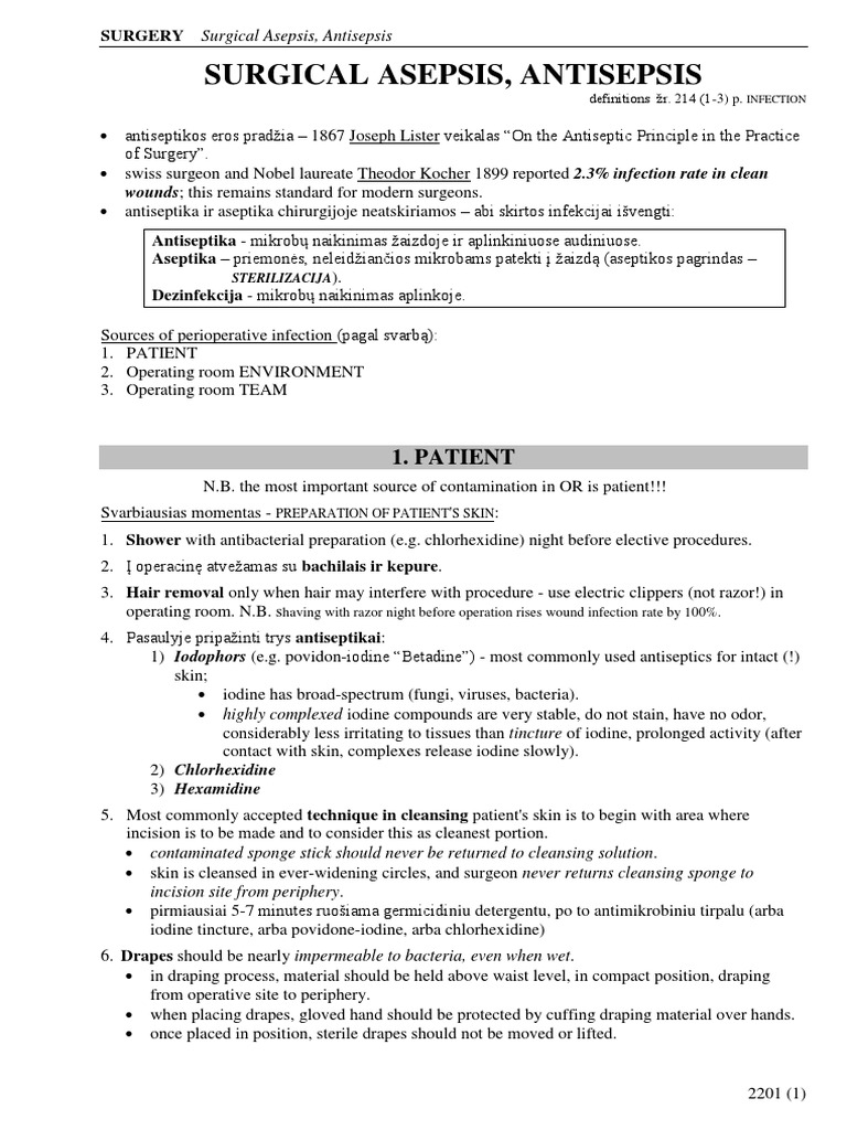 Surgical Asepsis and Antisepsis Guidelines | PDF | Surgery | Health ...