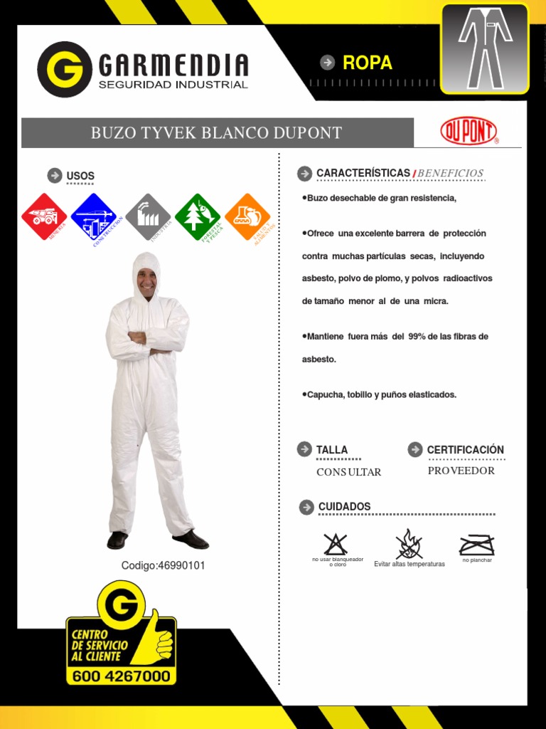 Buzo Tyvek Blanco: Protección Eficaz | PDF | Materiales | Química