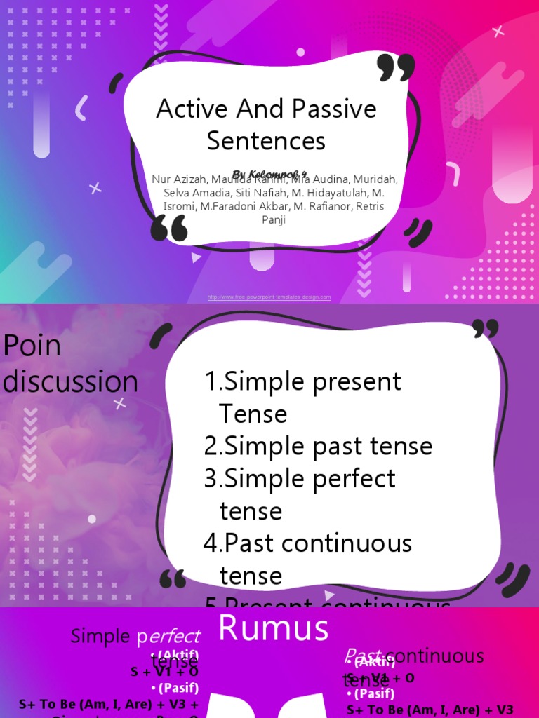 Active and Passive Sentence Guide | PDF | Microsoft Power Point ...