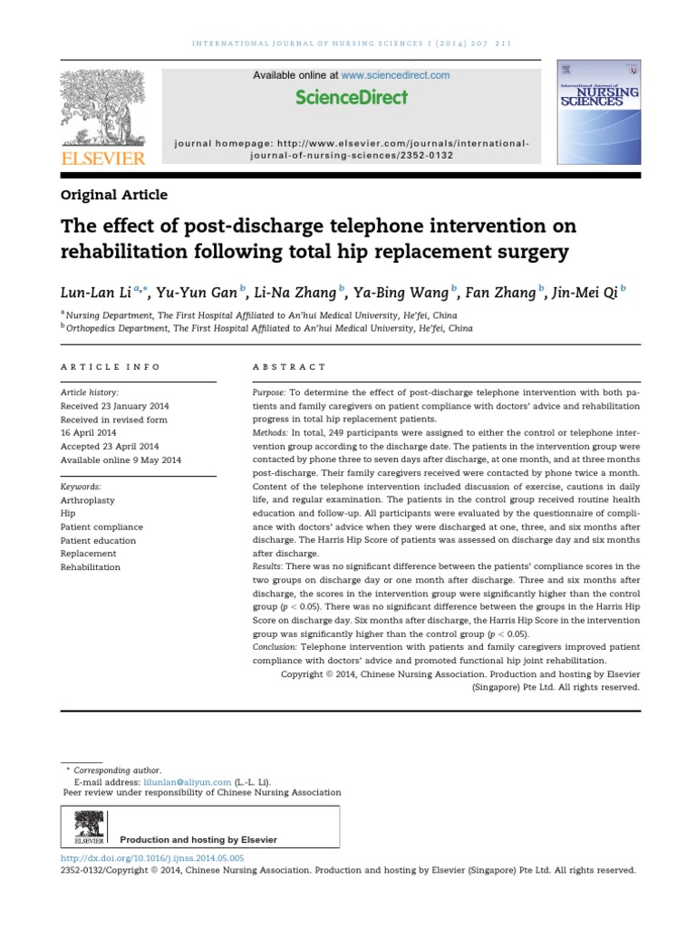 The Effect of Post-Discharge Telephone Intervention On Rehabilitation ...