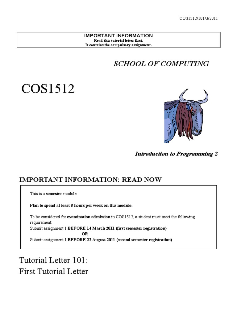 Cos112 2011 101 3 B PDF | PDF | Computer Programming | Test (Assessment)