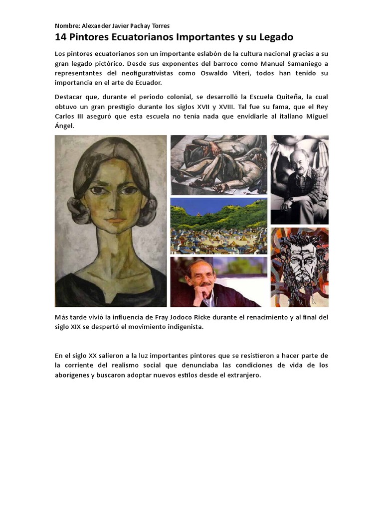 14 Pintores Ecuatorianos Importantes y Su Legado | PDF | Pinturas | Ecuador, image size:768x1024
