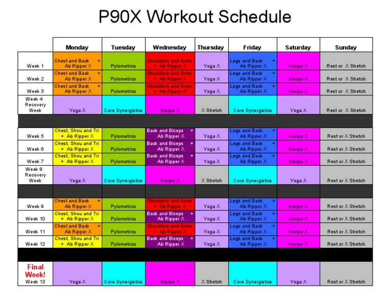 P90X Workout Schedule | Pdf | Sports | Leisure