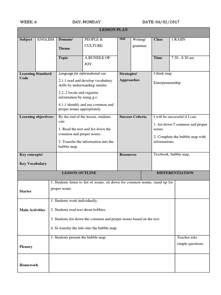 Week: 6 Day: Monday DATE: 06/02/2017: Subject Theme Class | PDF ...